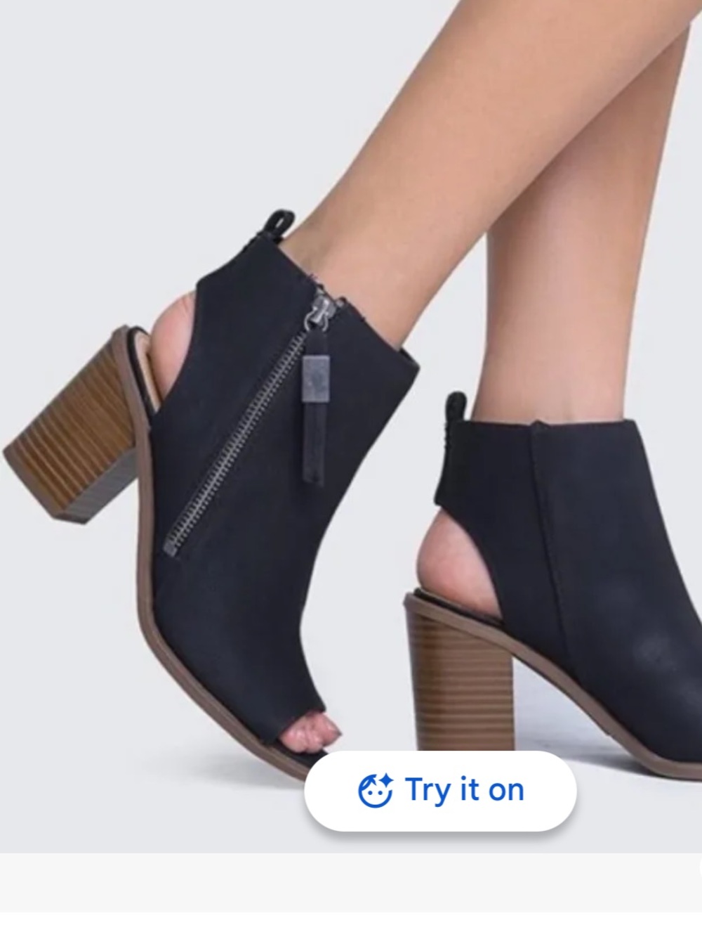 Circus by Sam Edelman Kammi Peep Toe Ankle Booties Black Wood Heel Size 8.5